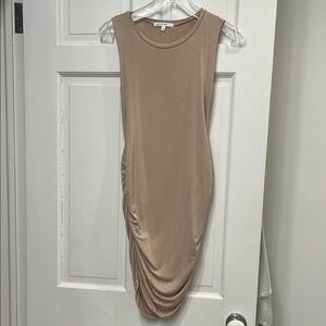 Anistar Sleeveless Beige Ruched Dress